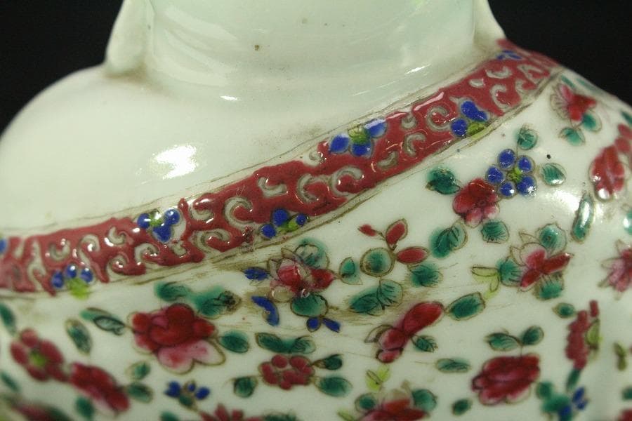 中国美術 色絵 布袋 置物(LC804)