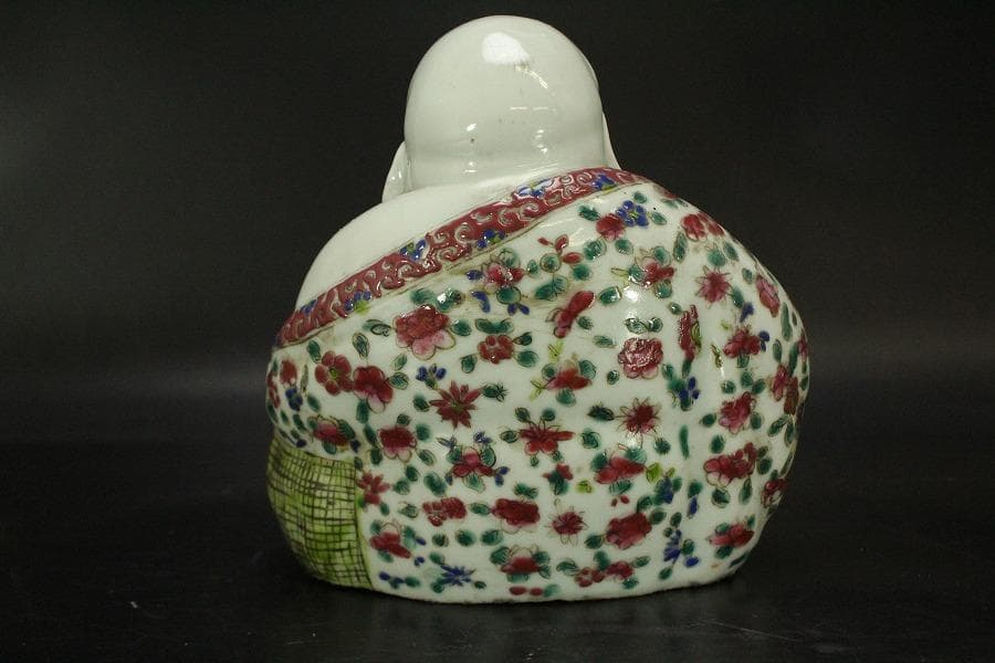 中国美術 色絵 布袋 置物(LC804)