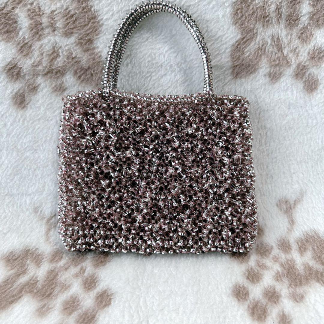 アンテプリマ パーティー バッグ ピンクシルバー ワイヤー ミニ スクエア