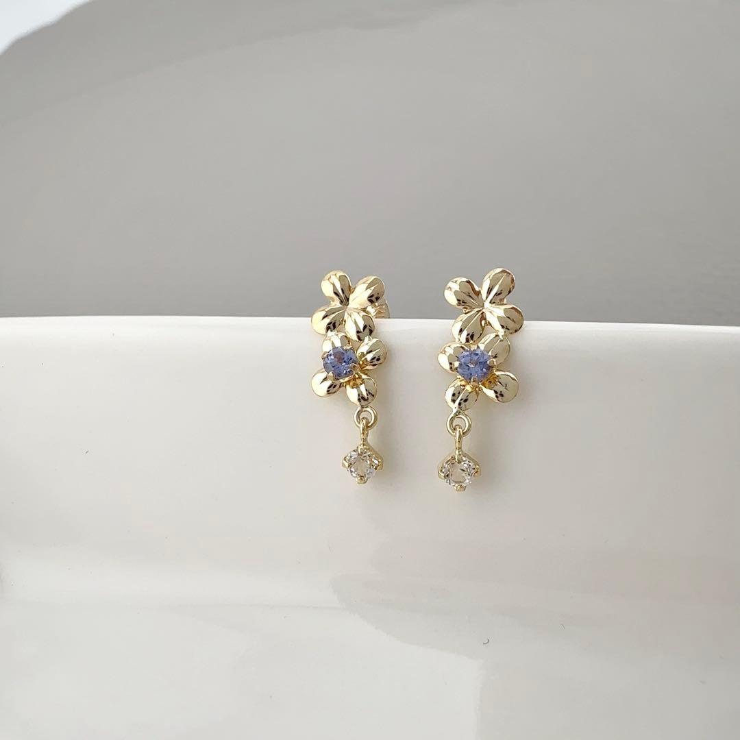 K10YG　タンザナイト　ホワイトトパーズ　天然石　イエローゴールド