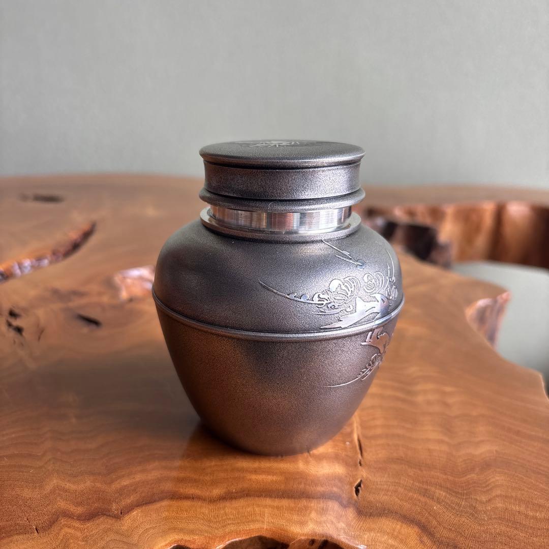 薩摩錫器 登六作 茶入 茶道具 共箱