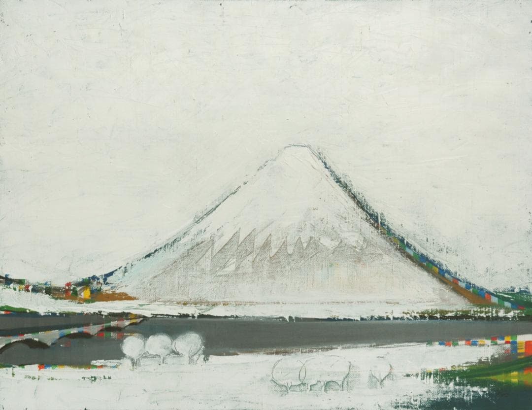 油絵 菅家令子 絵 絵画インテリア 額付(白) F6-081911 風景 富士山