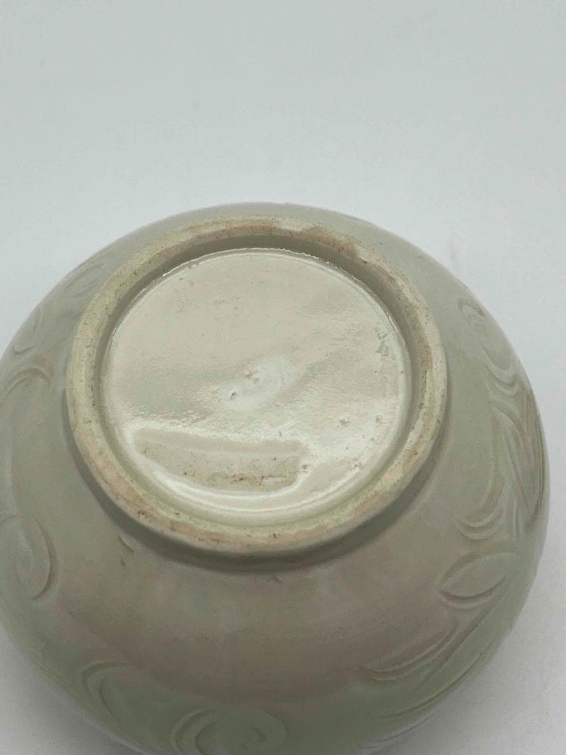 宋時代定窯　白磁刻花共蓋壺　蓋付き　茶入　茶道具　繊細　唐物(F-10)