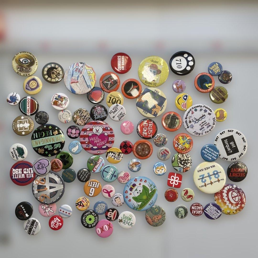 【83個セット】 アメリカ 缶バッジ まとめ ビンテージ アメリカ雑貨