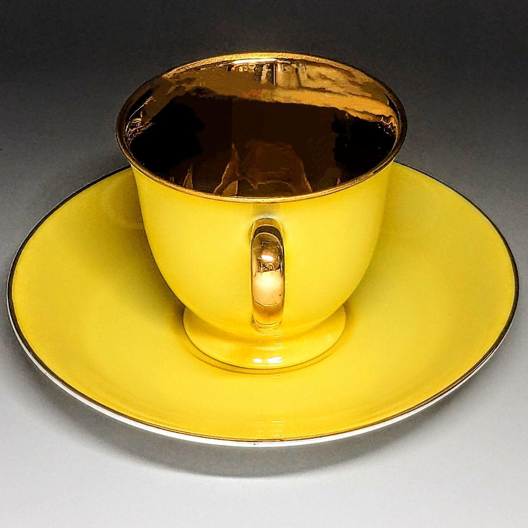 オールドノリタケ ゴールド ハーレクインキャビネットカップ&ソーサー 黄✕金彩