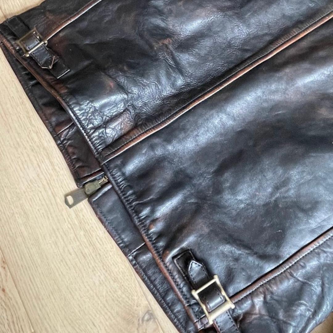 シングルライダース 牛革 本革 レザージャケット 黒 茶 Lサイズ 中国製 古着
