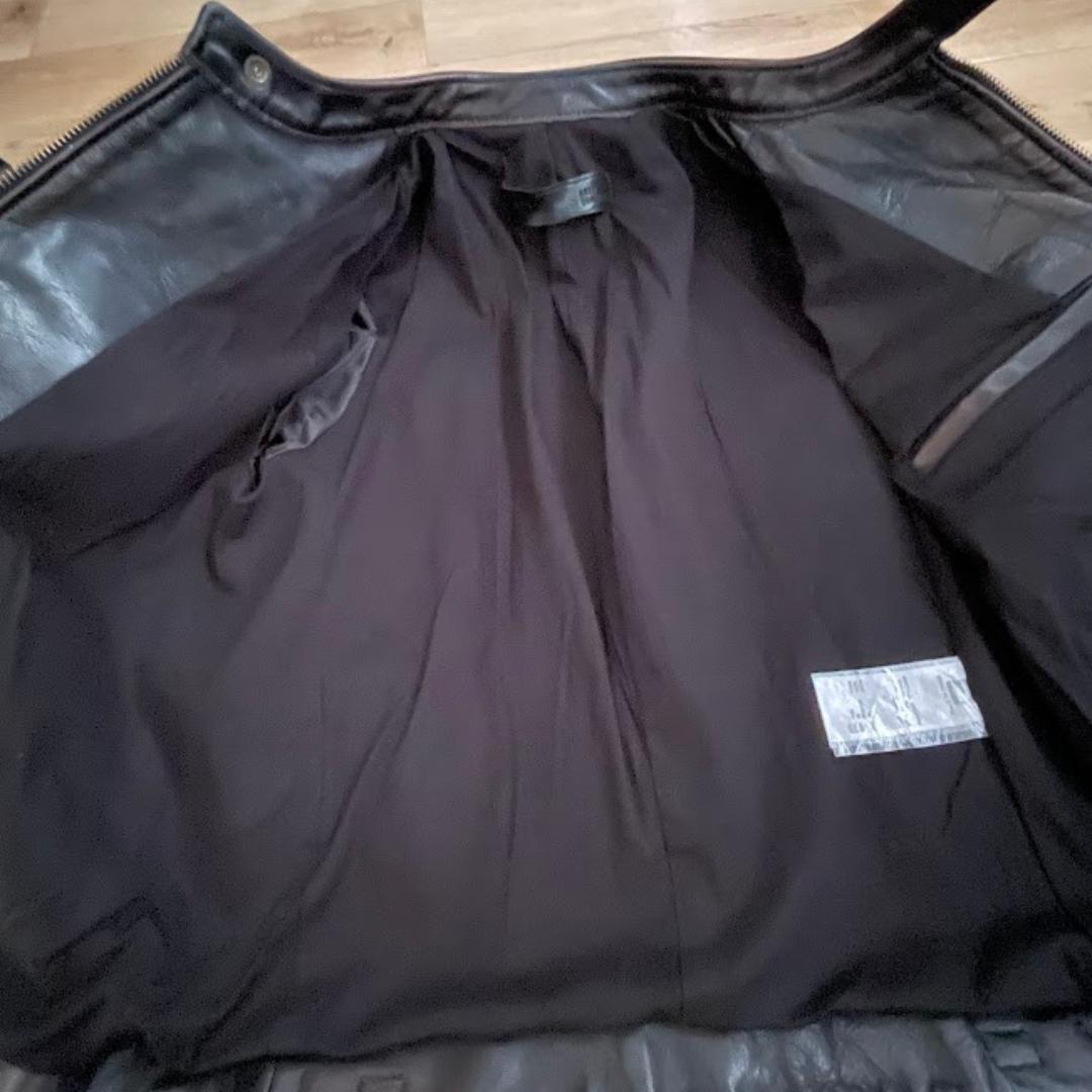 シングルライダース 牛革 本革 レザージャケット 黒 茶 Lサイズ 中国製 古着