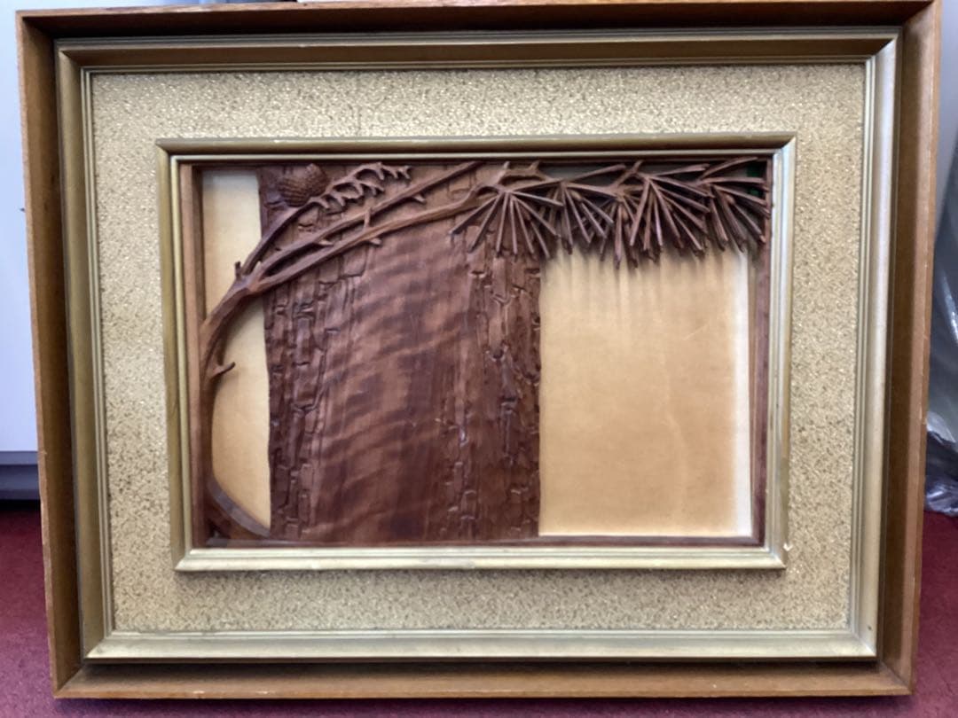 希少　秀鳳作 彫刻欄間 額装　骨董　欄間