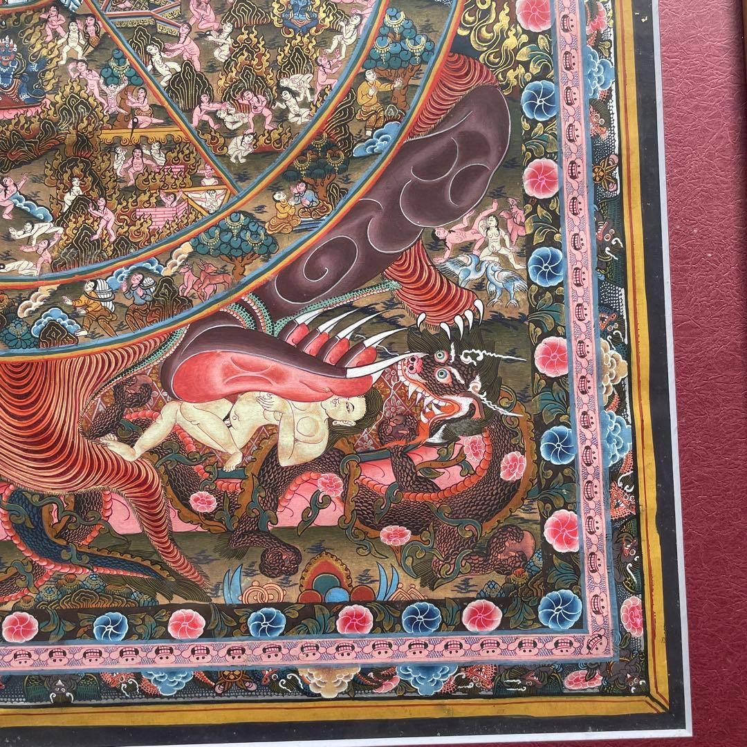 マンダラ絵 伝統的なアジア風 金色フレーム