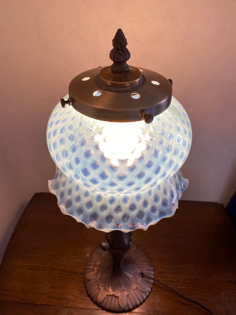 OLD FENTON 　ドット　ブルー　オパールセント ガラスシェード