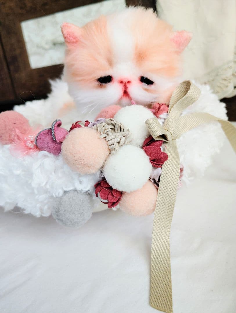 子猫きなこちゃん❤ころころぽっちゃり♡カゴセット♡アートドール♡ぬいぐるみ♡