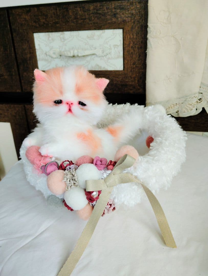 子猫きなこちゃん❤ころころぽっちゃり♡カゴセット♡アートドール♡ぬいぐるみ♡