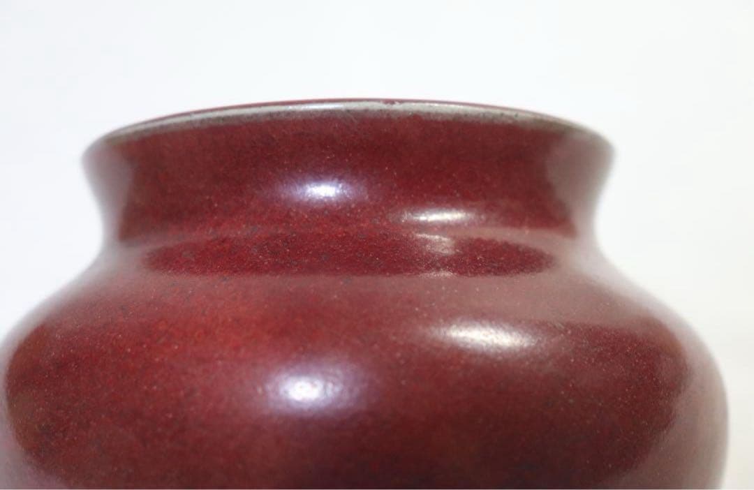 時代　紅釉小壺　辰砂釉
