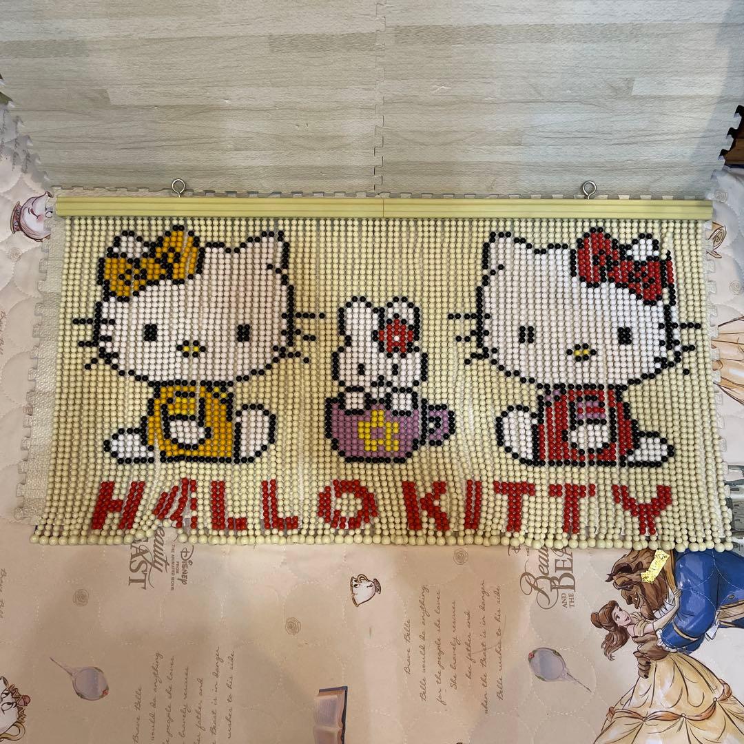 レトロ　ハローキティ　ビーズ　のれん　ビーズカーテン　キティ