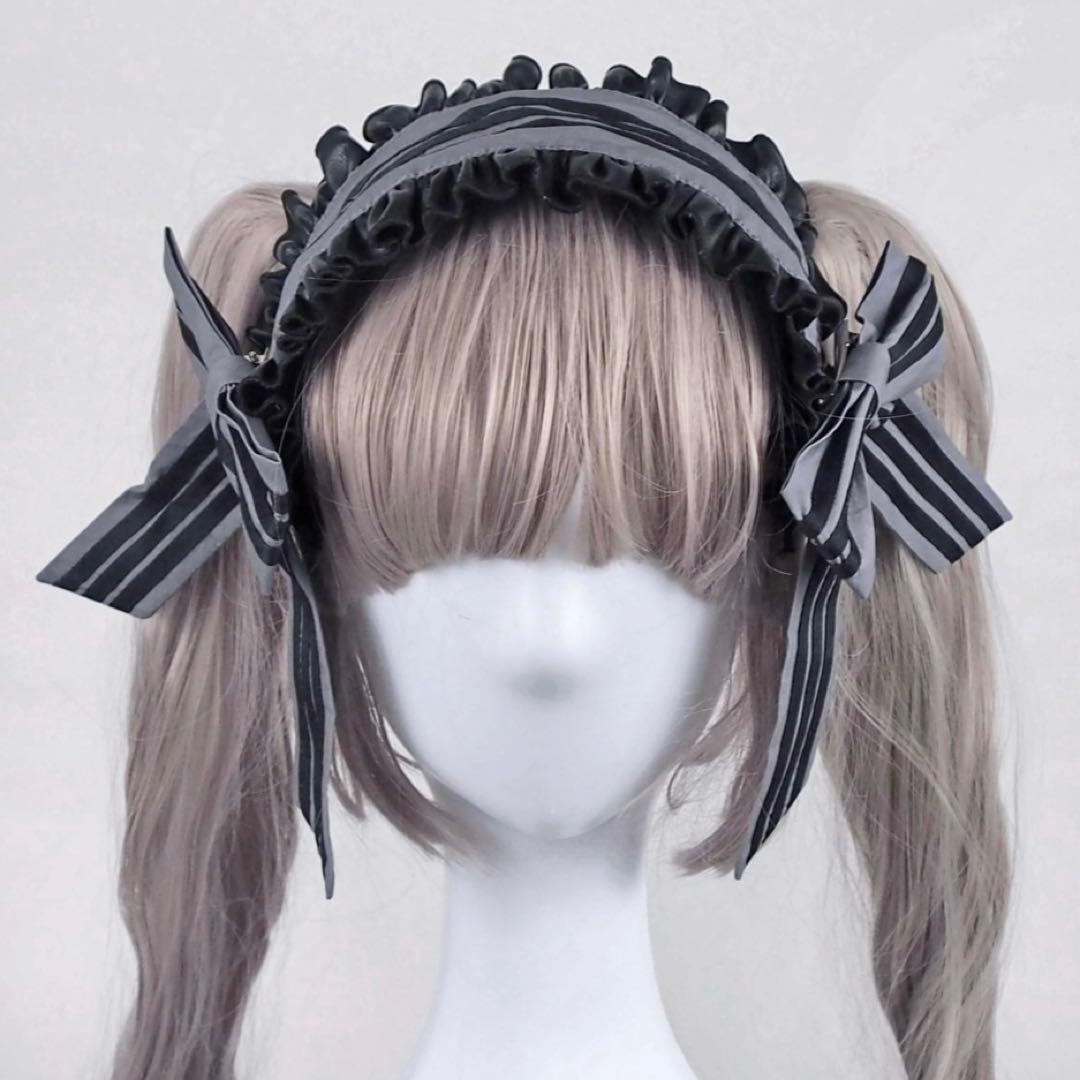 【HIDOLATRALTHEODOL】 リボンジャージヘッドドレス グレー