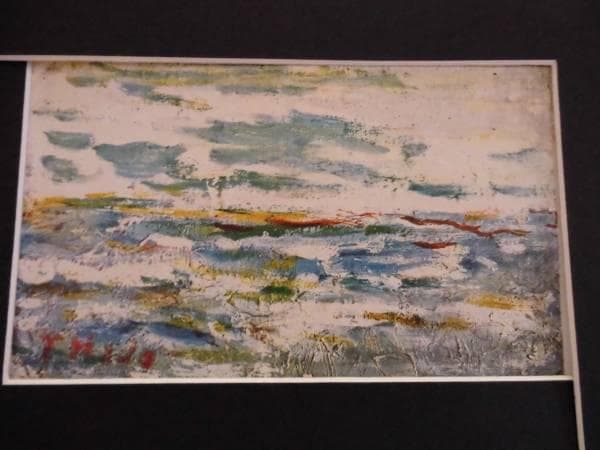 長谷川　利行、海、希少画集画、新品額装付