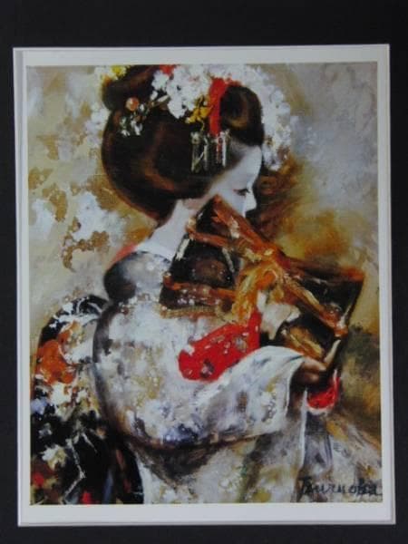 鶴岡義雄、【鼓】、希少な額装用画集より、新品額装付、状態良好