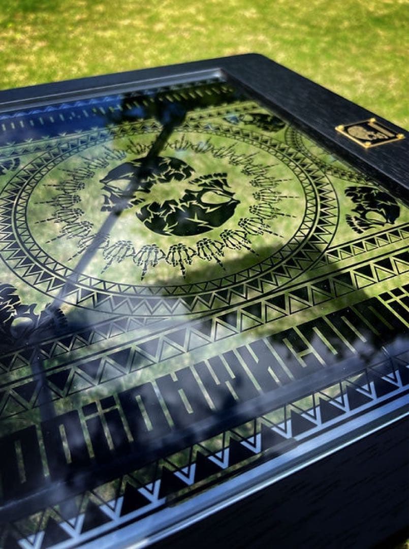 テーブル・チェア・ハンモック GLASS TENBAN!SKULL TRIBAL BLACK damngood