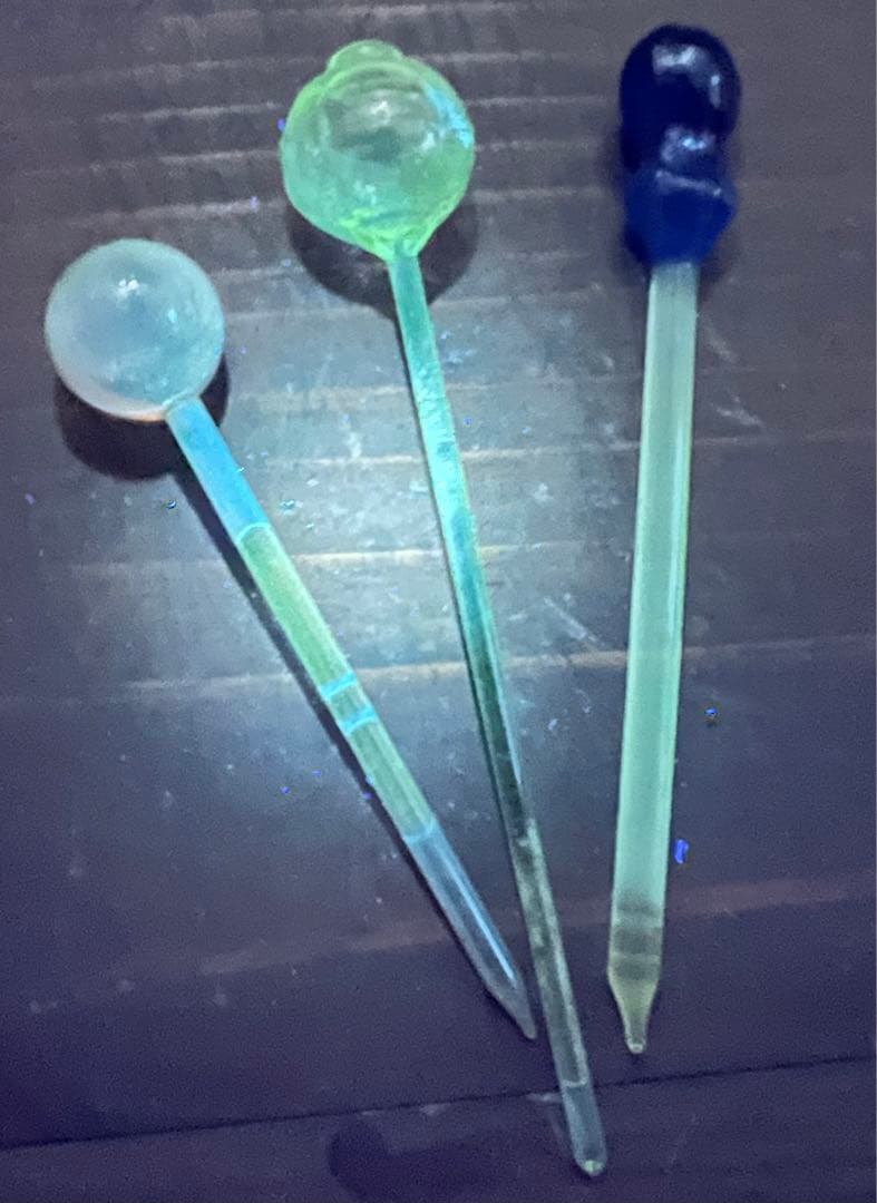 アンティーク　時代物　ウラン　和ガラス　かんざし　簪　球体　江戸ガラス　和装小物