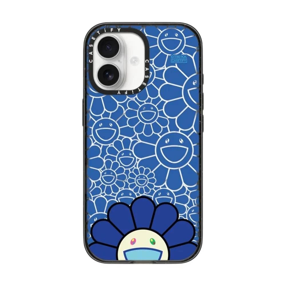 村上隆× CASETiFY フラワースマイル ブルー iPhone 17 ケース
