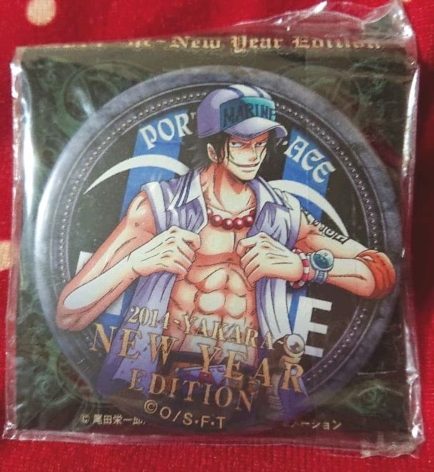 エース 輩缶バッジ 麦わらストア2014ニューイヤー ワンピースONEPIECE