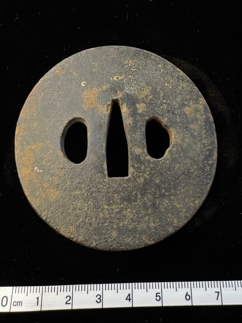 無銘 鉄地鐔 布目象嵌 鍔 拵 日本刀 刀装具 骨董 古美術 江戸時代 当時物