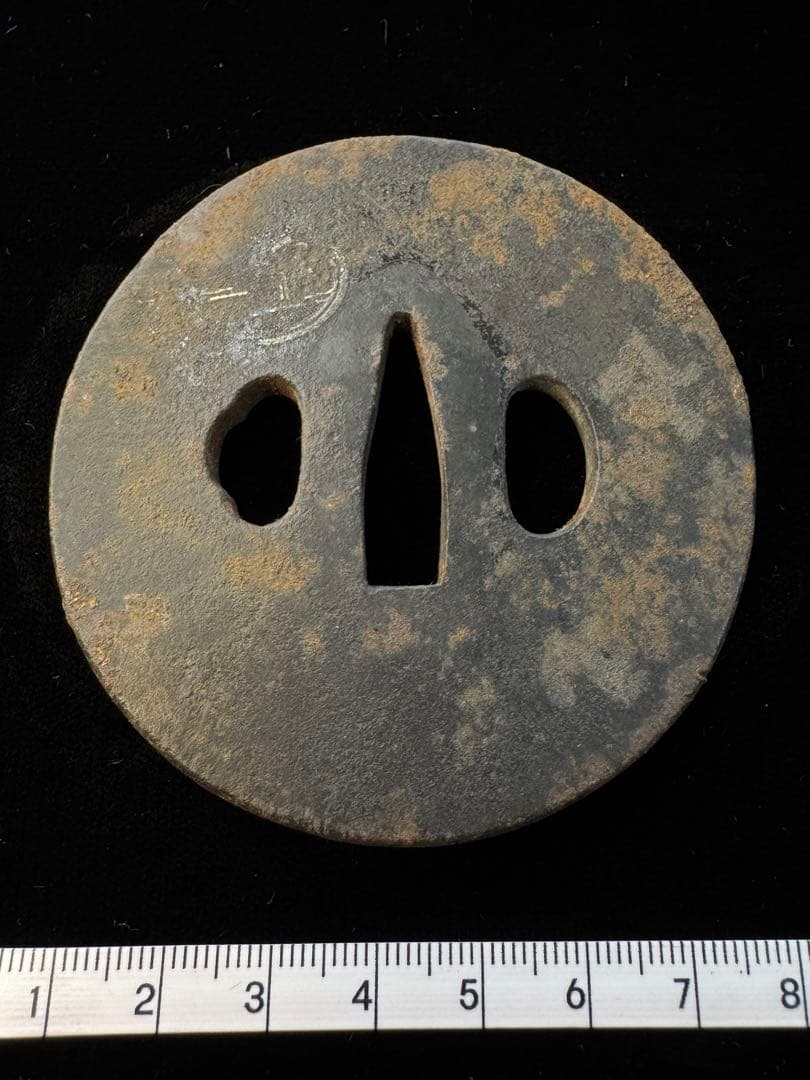 無銘 鉄地鐔 布目象嵌 鍔 拵 日本刀 刀装具 骨董 古美術 江戸時代 当時物