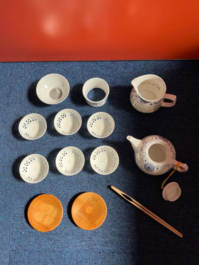 1285  中国　骨董　景徳鎮　青花　茶器セット　未使用