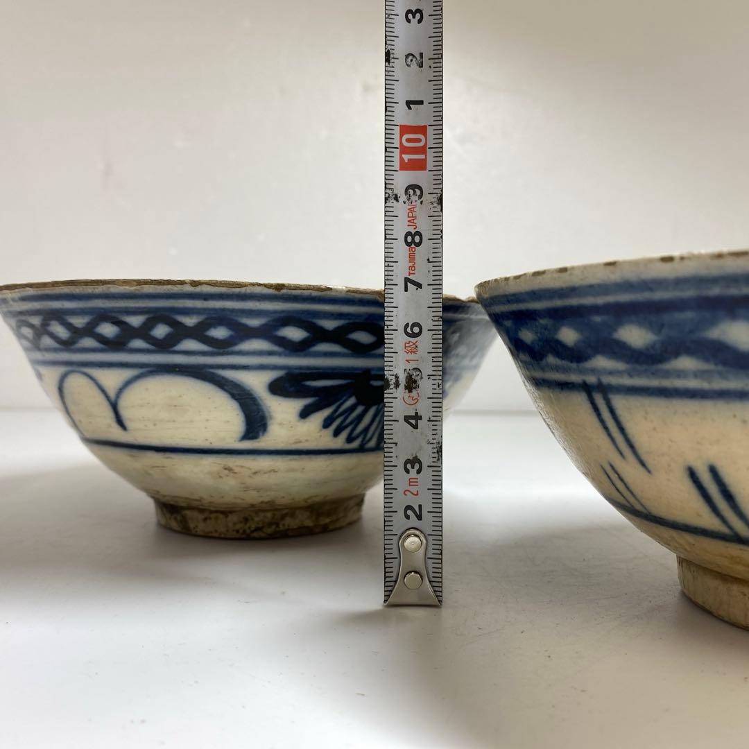 中国清朝時代　青花鉢2客　口径約16㎝東Y7-0403⑥タトチ