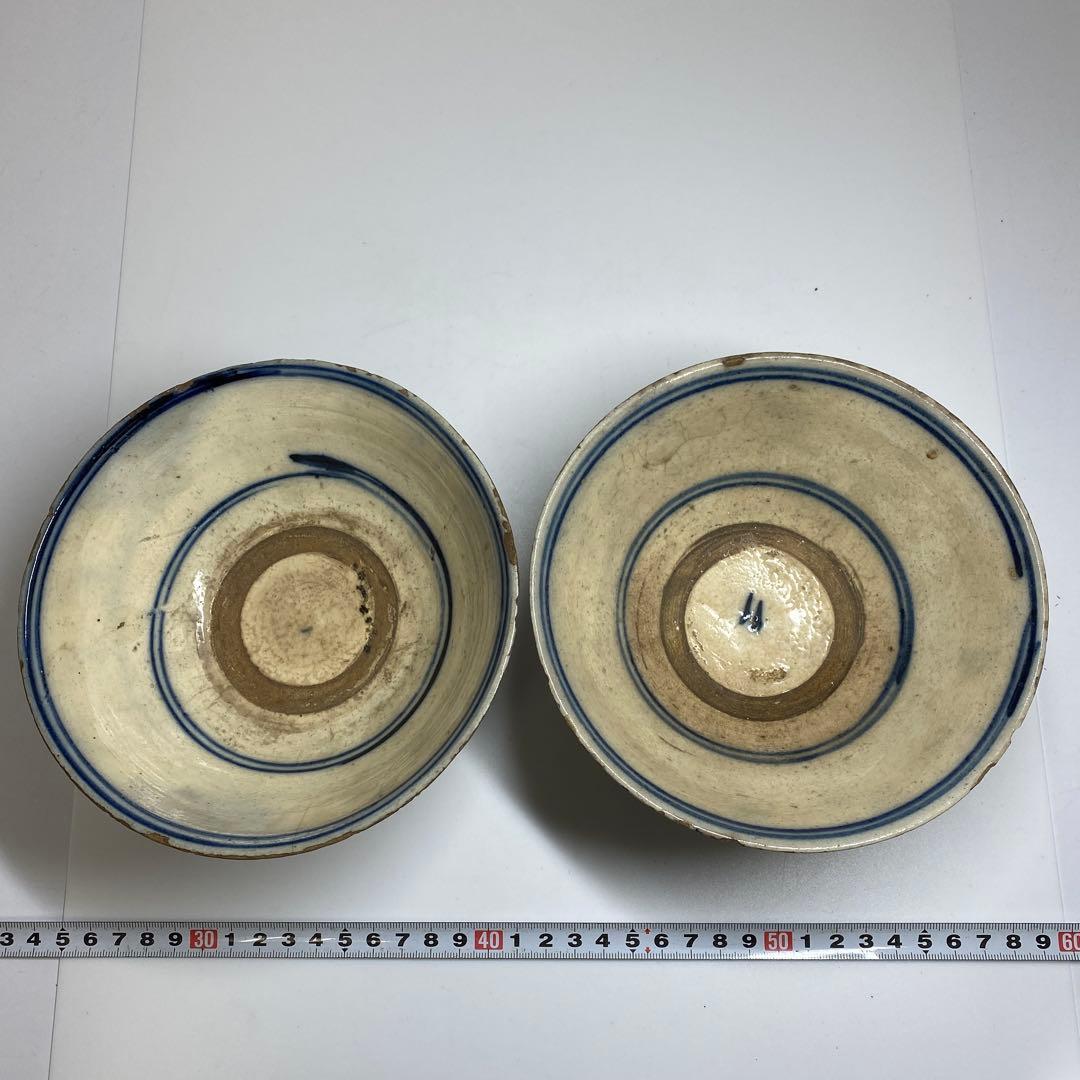中国清朝時代　青花鉢2客　口径約16㎝東Y7-0403⑥タトチ