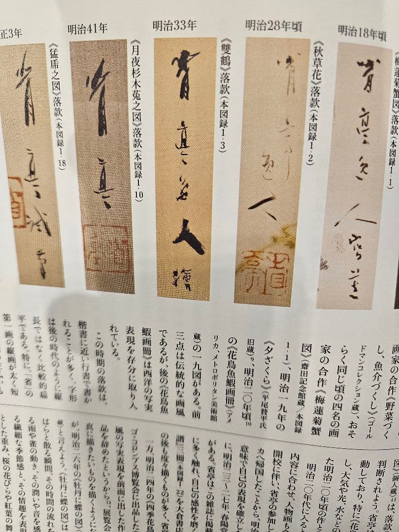 渡辺省亭 鶏図 花鳥画　菊池容斎師事 絹本 骨軸先