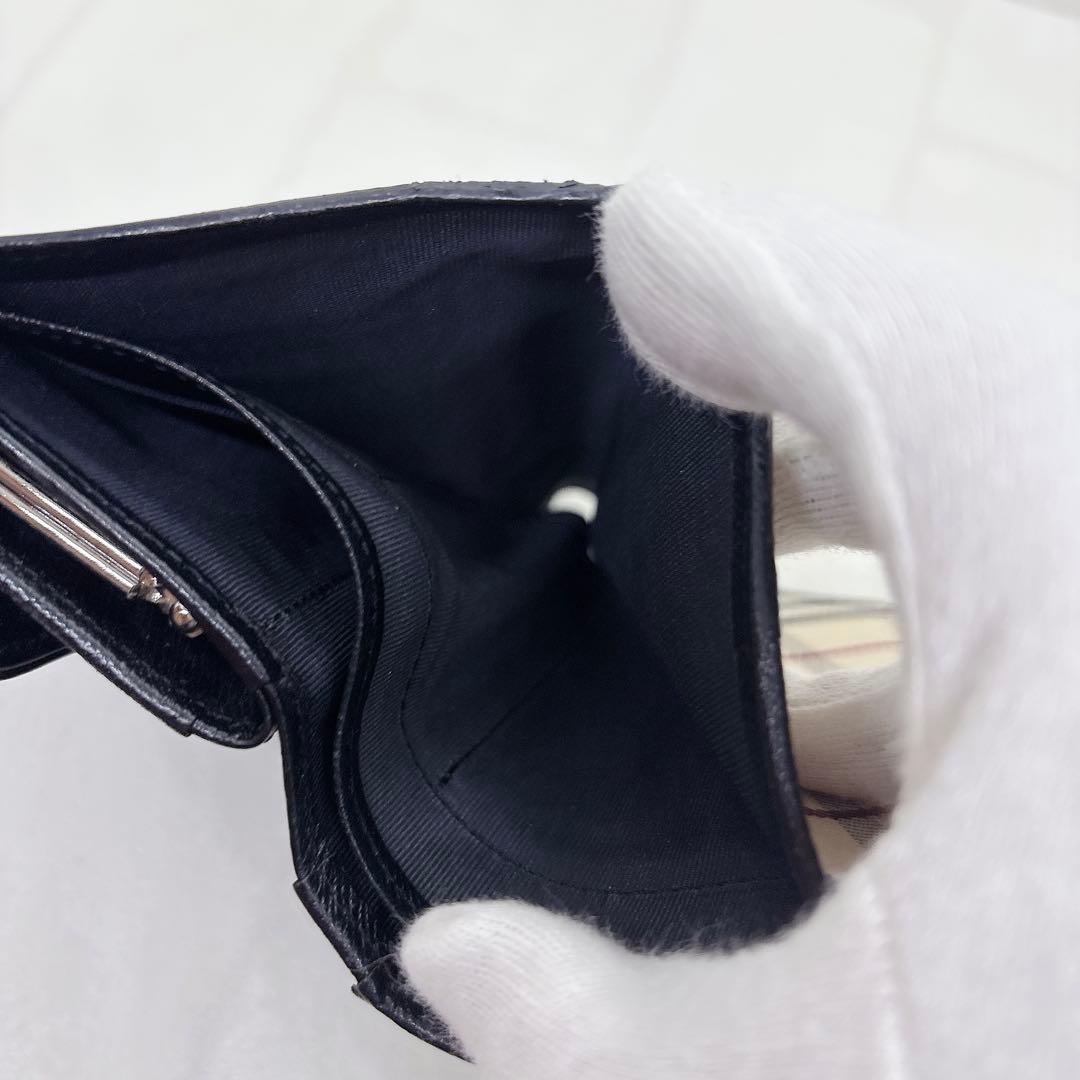 美品✨BURBERRY バーバリー ノバチェック 二つ折り財布 がま口 ブラック