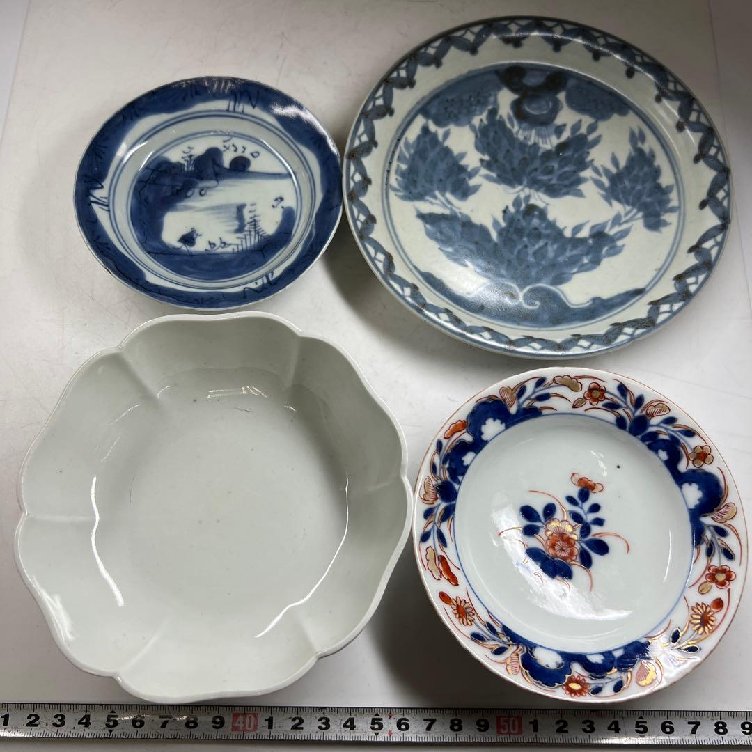 柿右衛門白磁、元禄伊万里、くらわんか、新渡皿等古い物4点東Y7-0723③タサチ