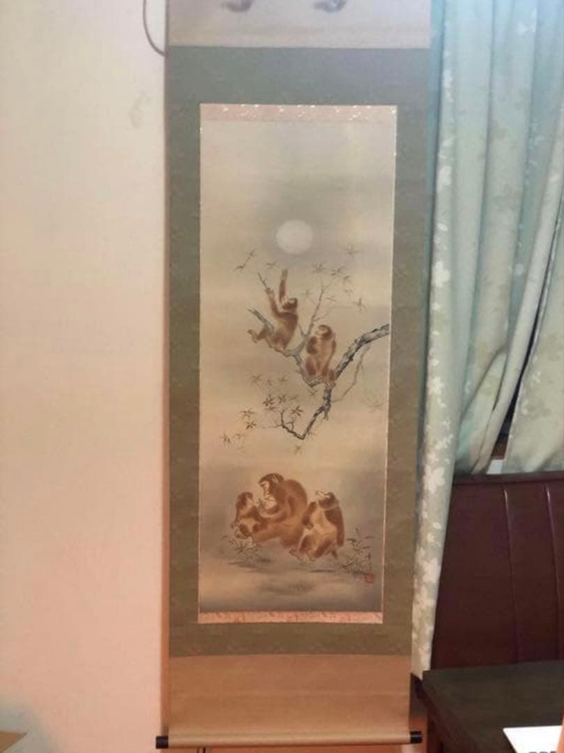 ⑦月に五猿　杉山華川作　お慶び・お正月用の掛け軸