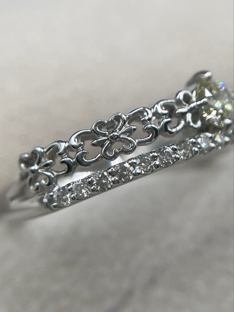 千話JL190★高級 ダイヤモンド0.325ct pt950 リング 鑑定書付