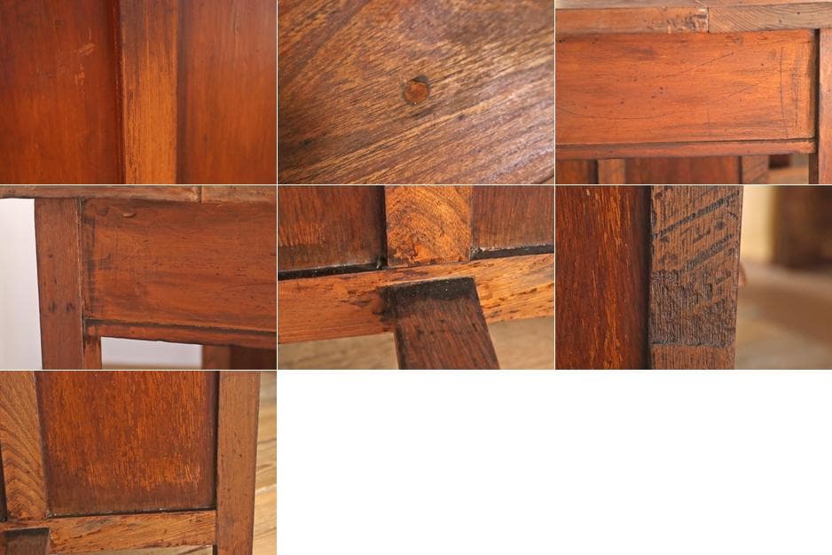 レトロ 片袖デスク 机 書斎 作業台 引き出し 抽斗 5杯 木製 古道具