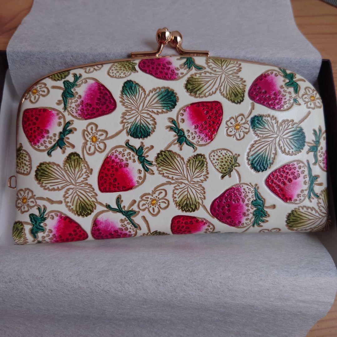 文庫屋大関　ガマ口　苺柄