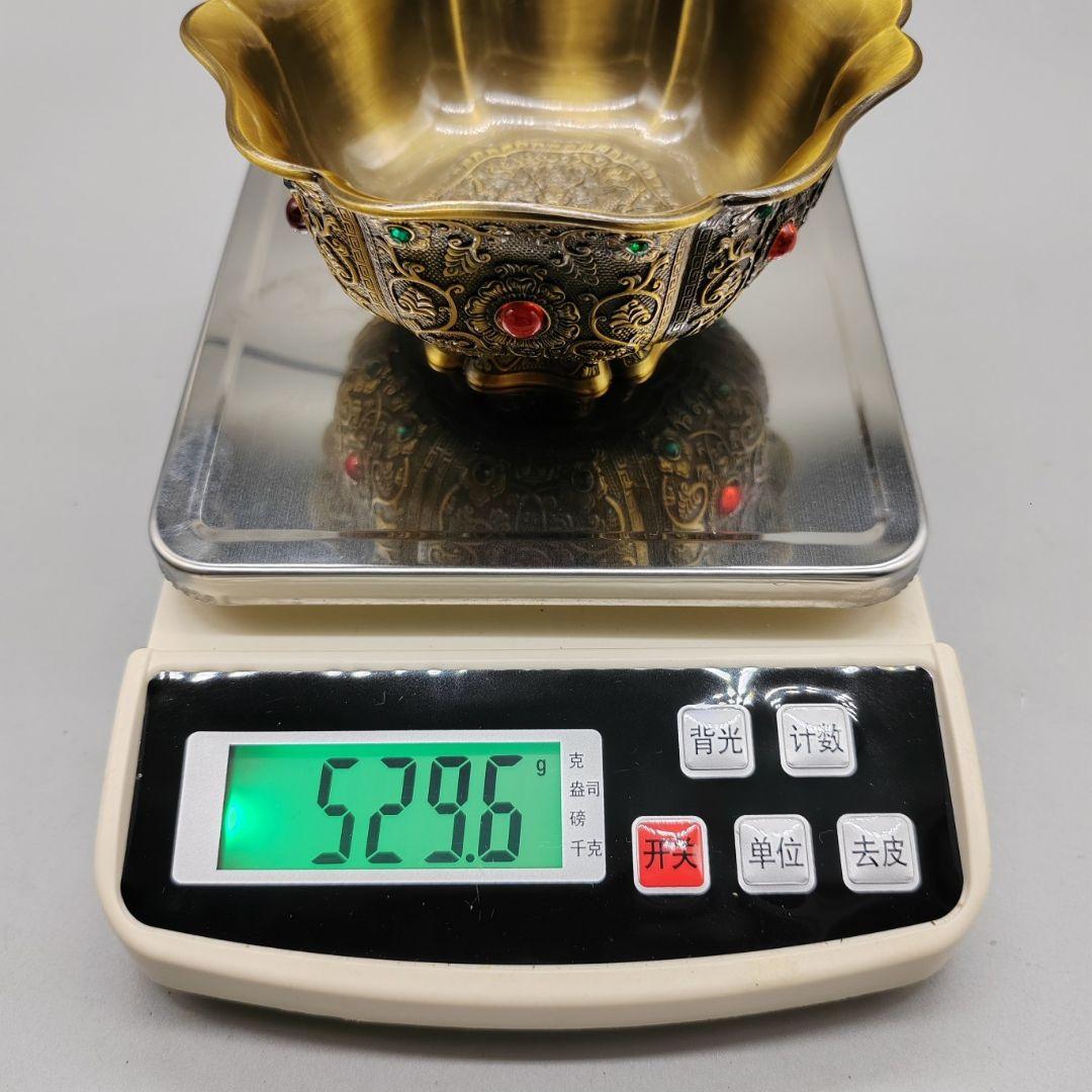 銅器 花開富貴碗 浮彫装飾碗 置物 装飾品 工芸品 美術品