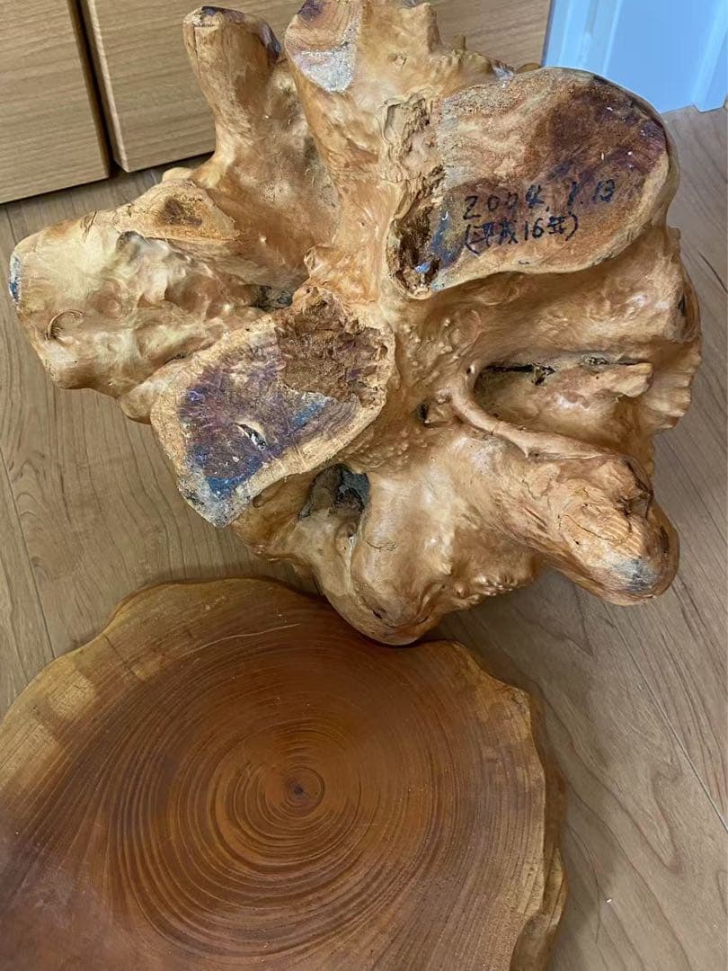 縁起物 天然木根彫七福神 布袋様一刀彫木彫置物