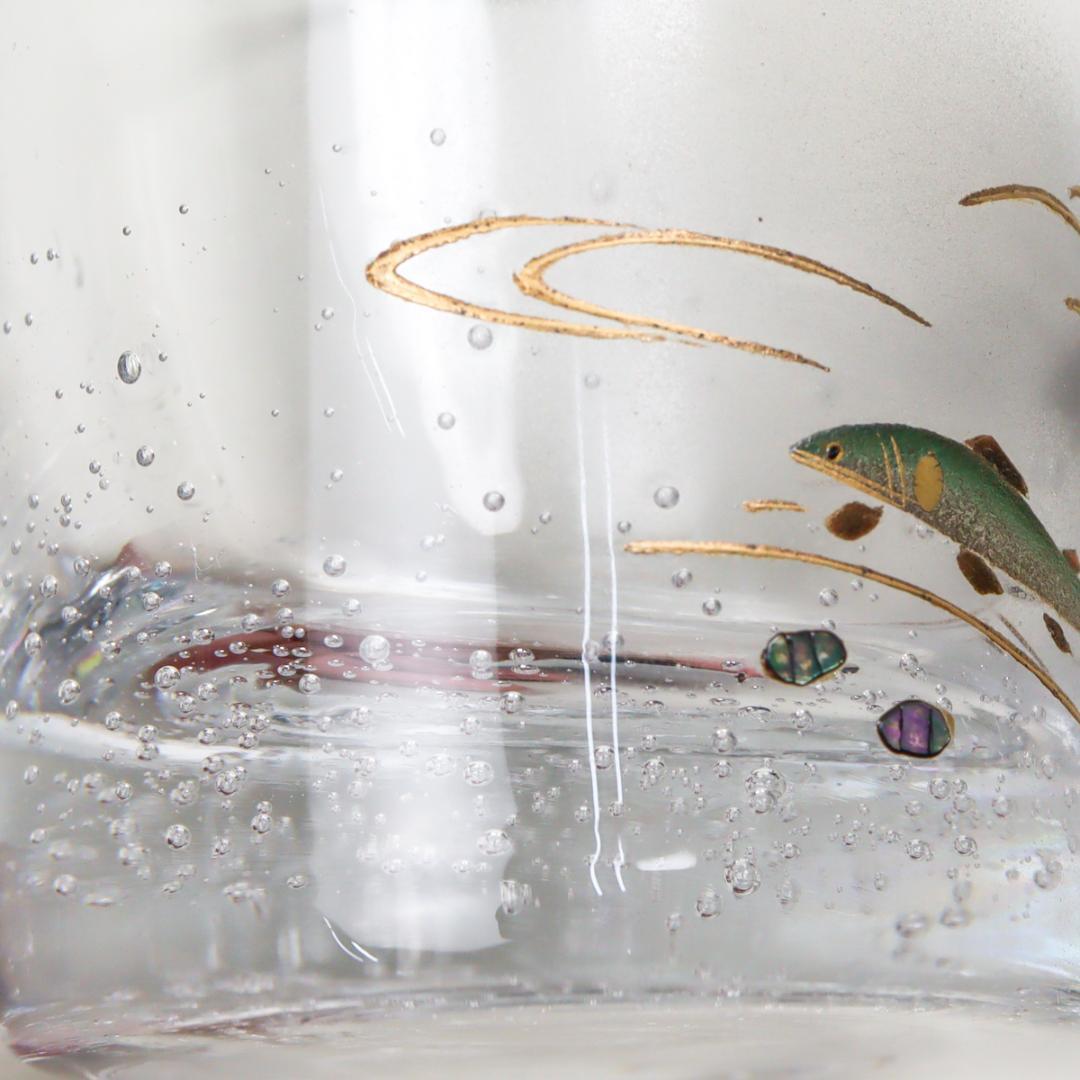 蓑輪一星 黒柿蓋 鮎蒔絵 硝子茶器 茶入れ 抹茶 共箱