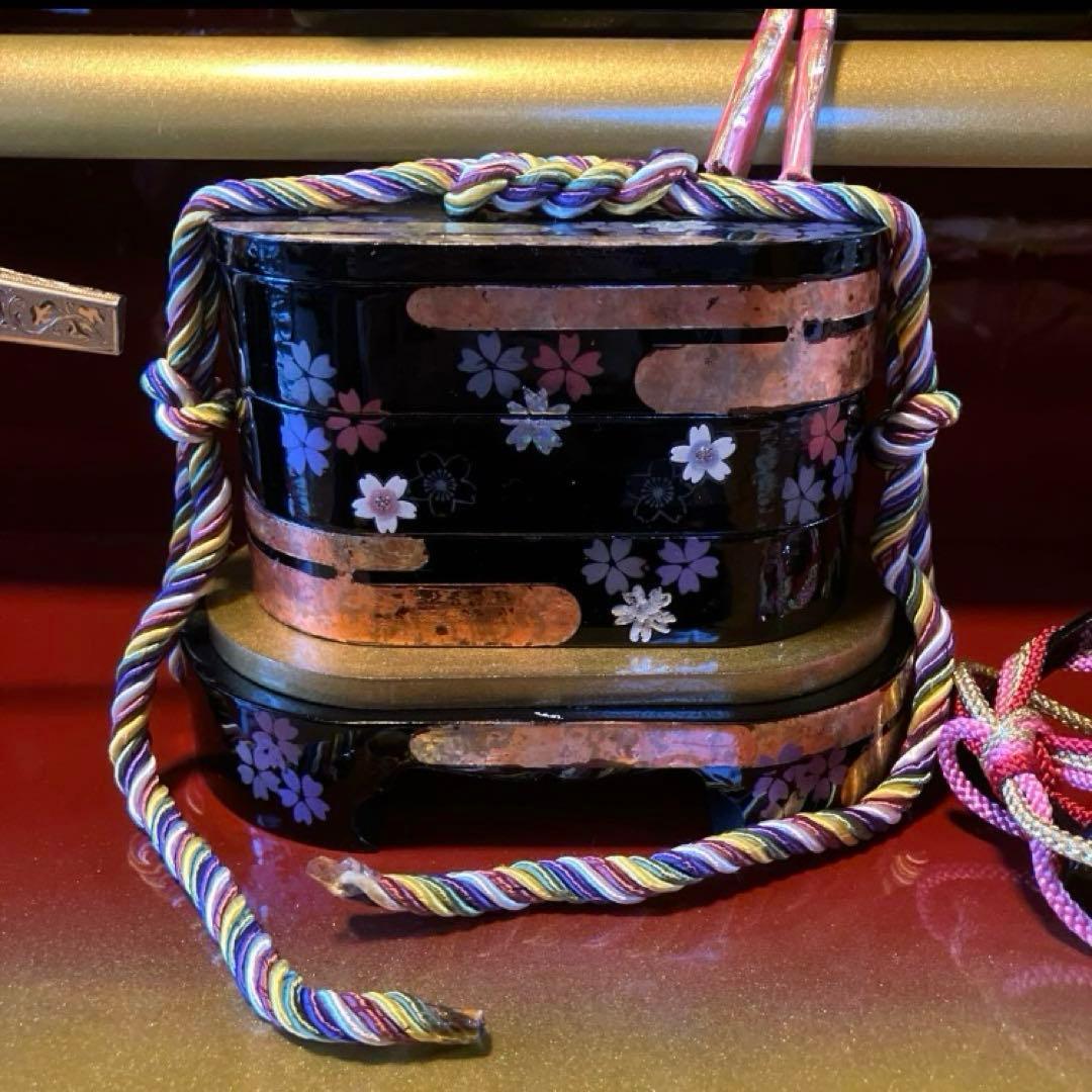 御京雛②平安春峰作　雛人形　三段飾り　お雛様　京都西陣織り　ひな人形3段　桜刺繍