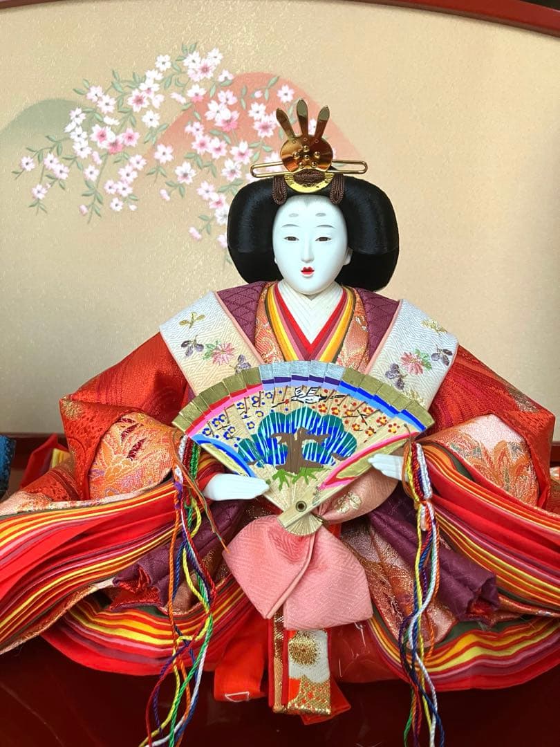 御京雛②平安春峰作　雛人形　三段飾り　お雛様　京都西陣織り　ひな人形3段　桜刺繍