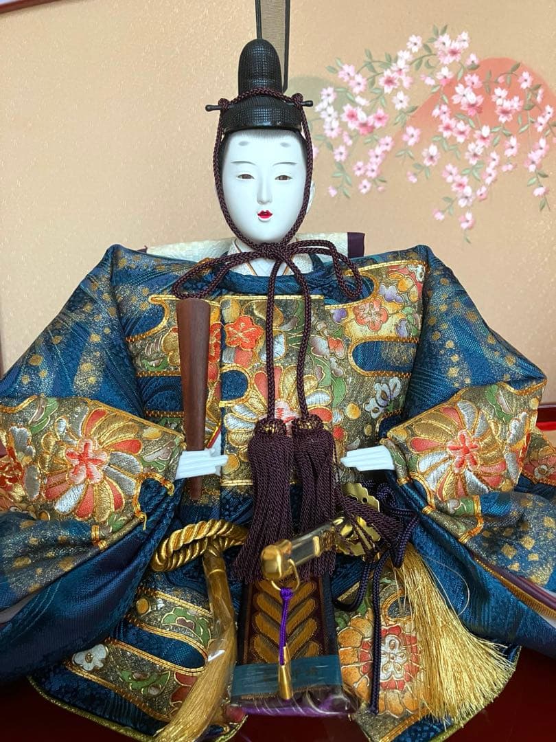 御京雛②平安春峰作　雛人形　三段飾り　お雛様　京都西陣織り　ひな人形3段　桜刺繍