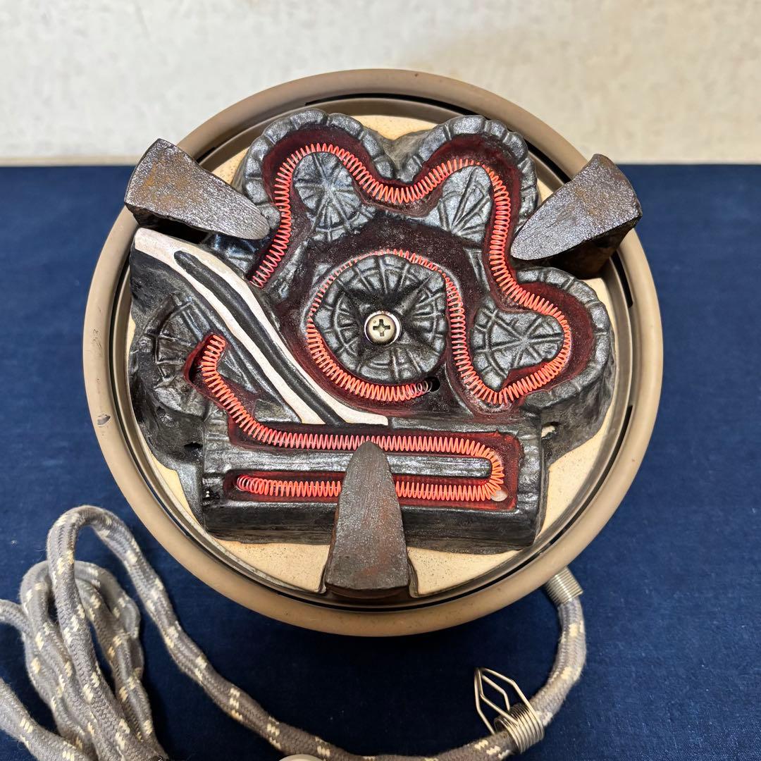 風炉 茶釜 電熱器 唐銅鬼面風炉釜 野々田電熱器 敷板 茶道具 お点前道具