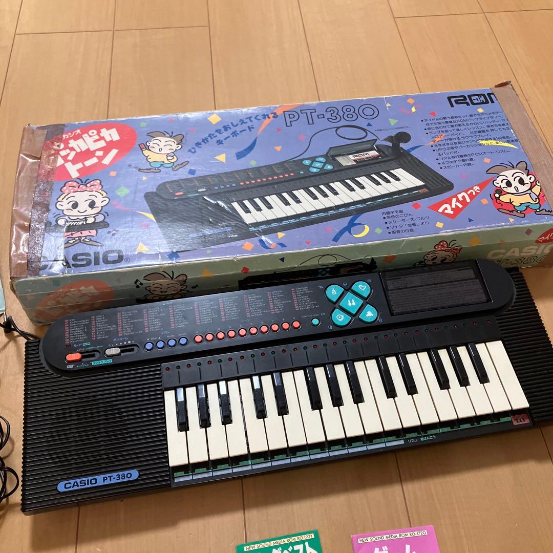 CASIO PT-380 ピッカピカトーン　キーボード・マイク・ROM5本セット