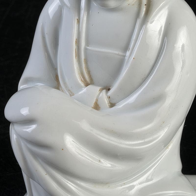 中国　徳化窯　白磁　観音像　仏像　置物　M　R9085