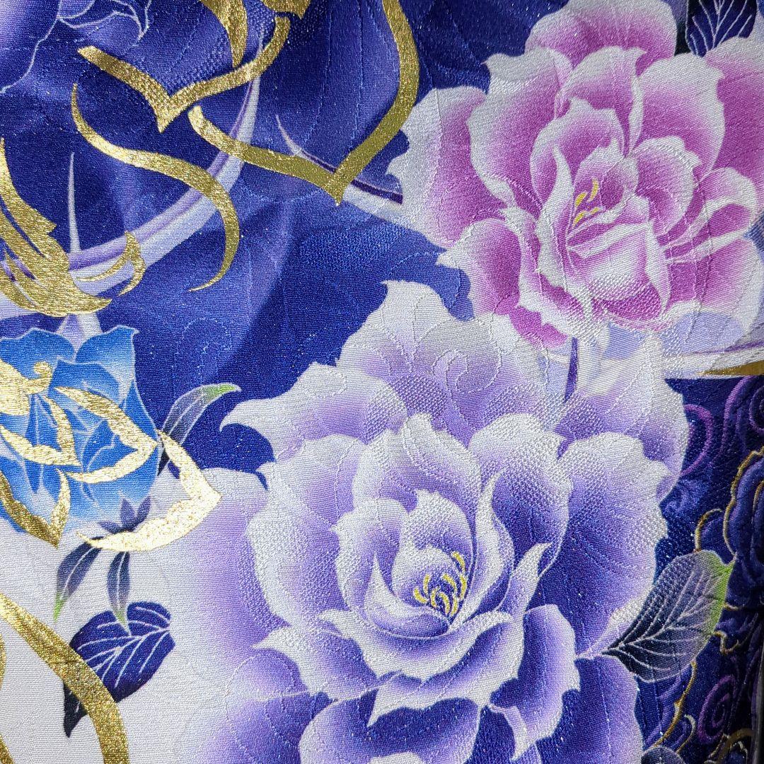 振袖セット 振袖フルセット 正絹振袖 駒刺繍 薔薇 銀通し 金銀系 黒紫青 66