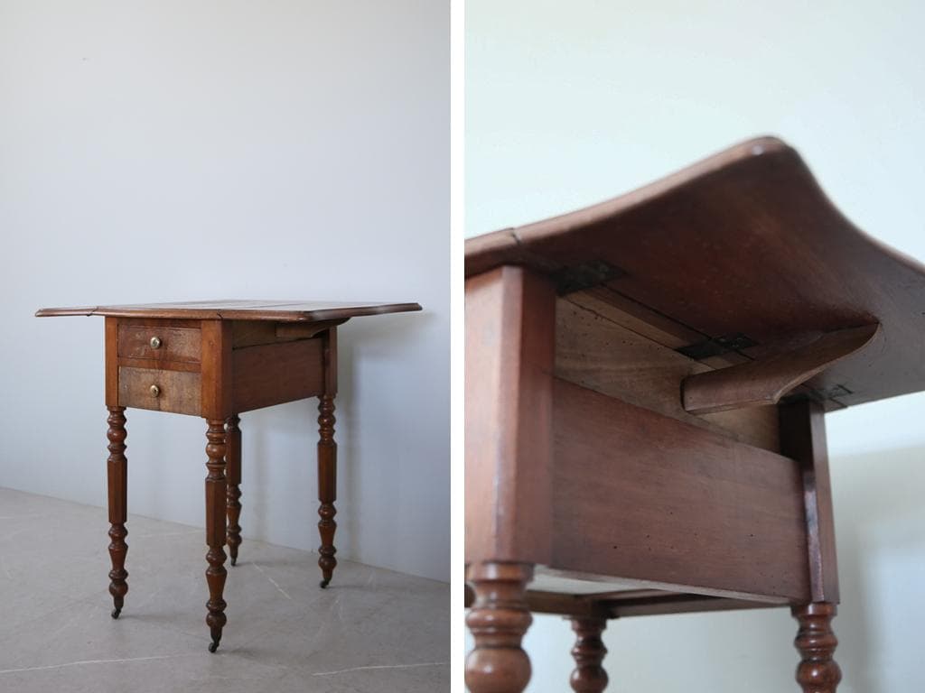 フランスアンティーク木製サイドキャビネット/ナイトテーブル机/飾り棚(90-34