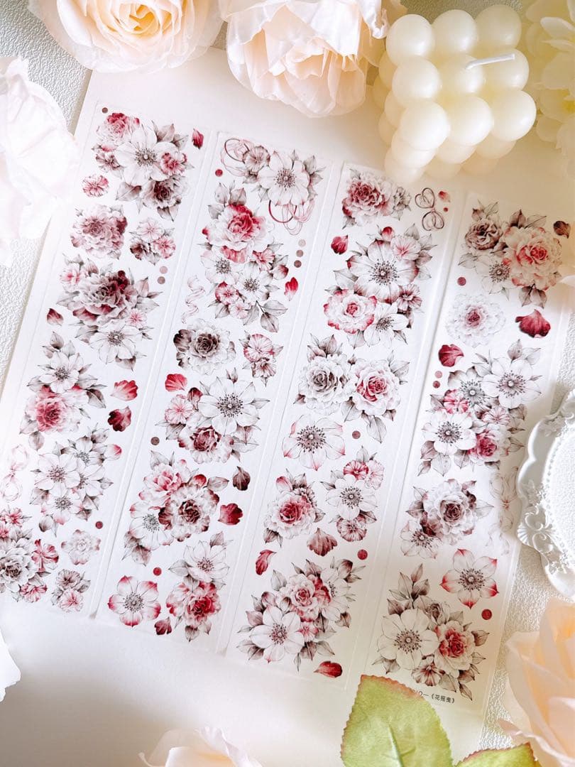 咔咔STUDIO《花摇曳》海外マスキングテープ　マステ 【2643】