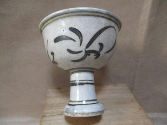中国　北宋　磁州窯　鉄絵の高足盃　I30-3